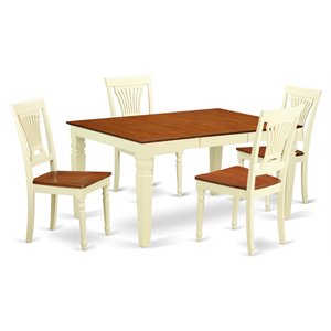east west furniture weston 5-piece table and kitchen chairs in buttermilk/cherry