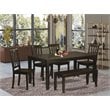 East West Furniture Lynfield 6-piece Dining Room Set with Bench in Cappuccino