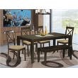 East West Furniture Lynfield 6-piece Dining Set with Bench in Cappuccino