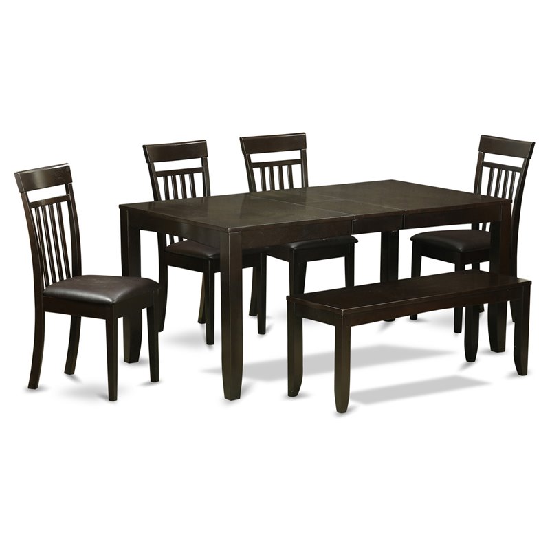 East West Furniture Lynfield 6-piece Wood Dining Room Set in Cappuccino