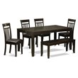 East West Furniture Lynfield 6-piece Wood Dining Room Set in Cappuccino