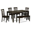 East West Furniture Lynfield 6-piece Wood Dining Set plus Bench in Cappuccino