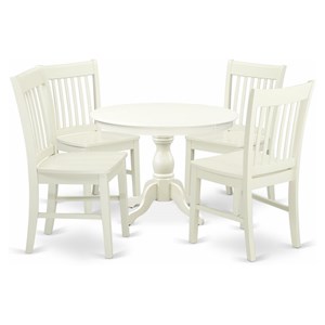 East West Furniture Hartland 5-piece Wood Dining Room Table Set in Linen White