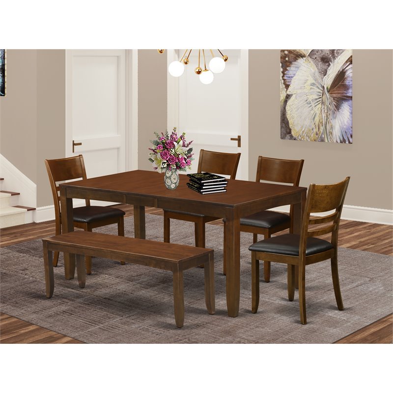 East West Furniture Lynfield 6-piece Wood Dining Set in Espresso