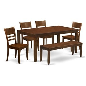 east west furniture lynfield 6-piece wood dining table set in espresso