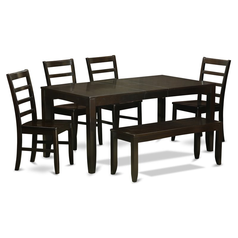 East West Furniture Lynfield 6-piece Wood Dining Set in Cappuccino