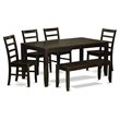 East West Furniture Lynfield 6-piece Wood Dining Set in Cappuccino