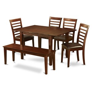 East West Furniture Milan 6-piece Traditional Wood Kitchen Set in Mahogany