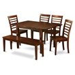 East West Furniture Milan 6-piece Wood Kitchen Table Set in Mahogany