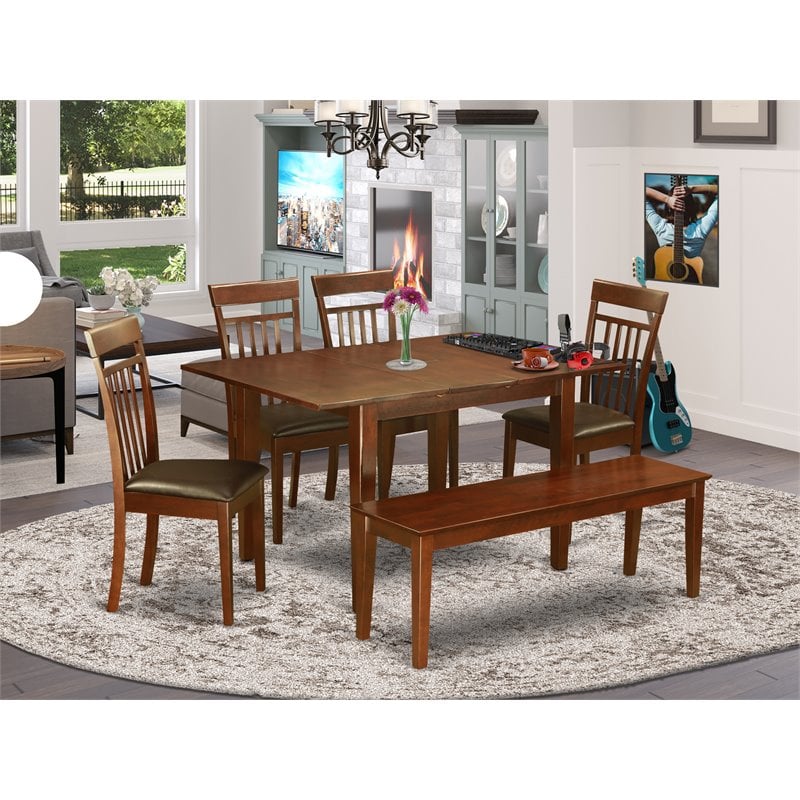 East West Furniture Milan 6-piece Traditional Wood Dinette Set in Mahogany