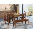 East West Furniture Milan 6-piece Wood Dinette Table Set in Mahogany