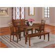 East West Furniture Milan 6-piece Wood Kitchen Table Set with Bench in Mahogany