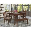 East West Furniture Milan 6-piece Wood Dining Table Set with Bench in Mahogany