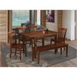 East West Furniture Milan 6-piece Traditional Wood Dining Set in Mahogany