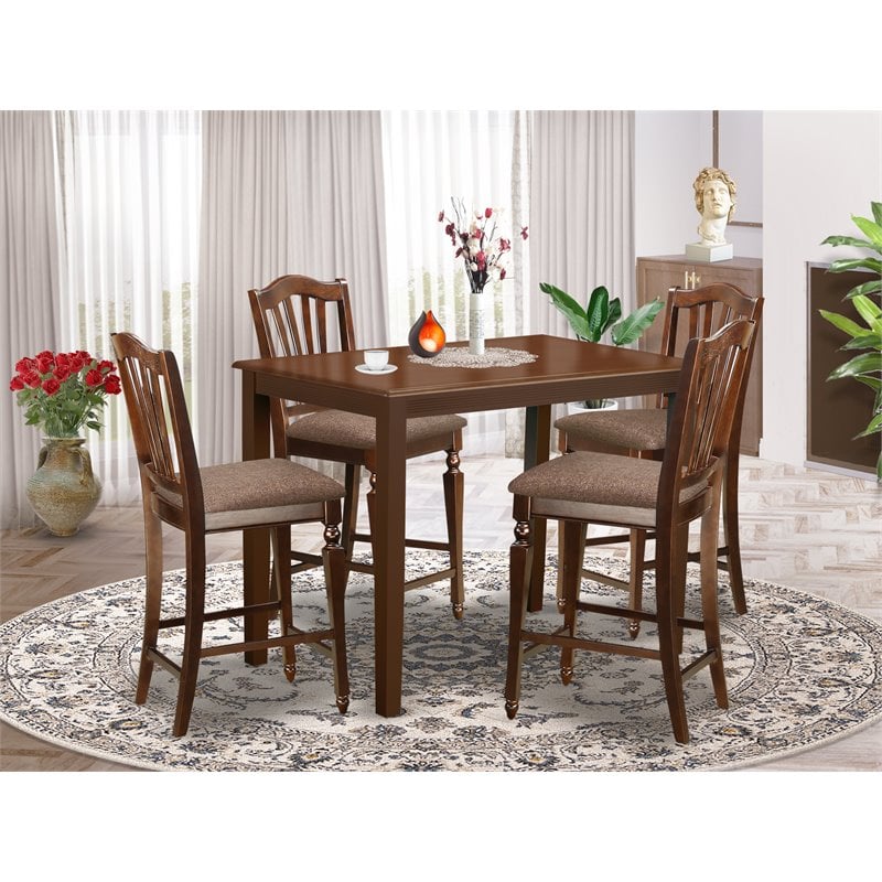 East West Furniture Yarmouth 5-piece Wood Dining Room Set in Mahogany