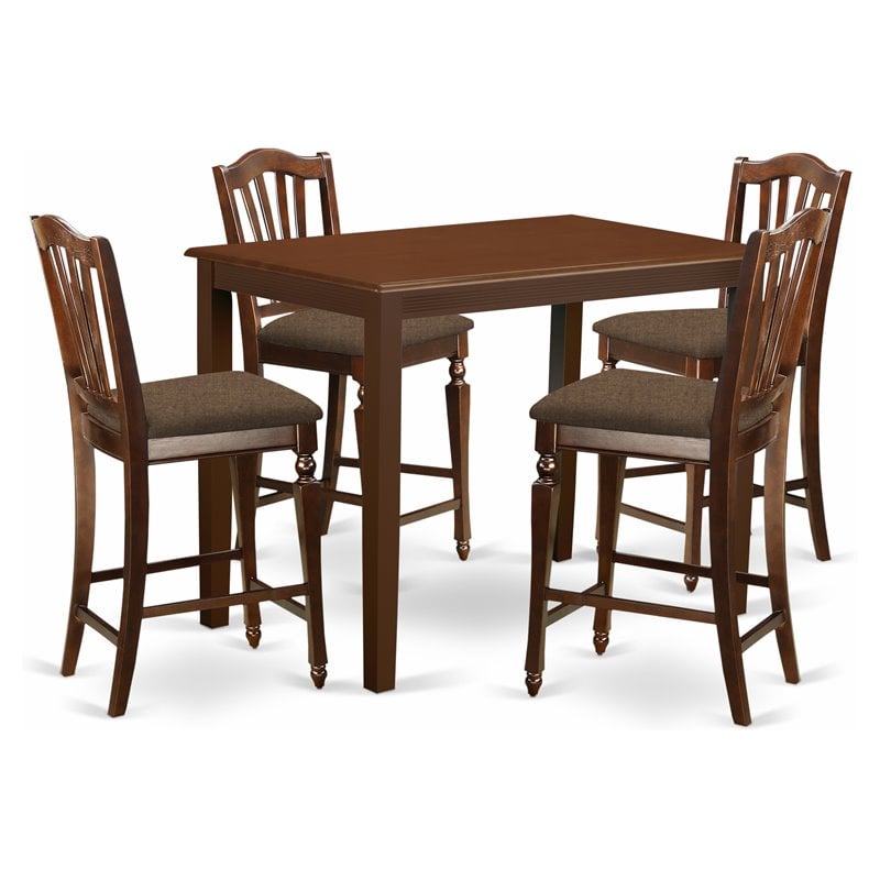 East West Furniture Yarmouth 5-piece Wood Dining Room Set in Mahogany