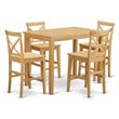 East West Furniture Yarmouth 5-piece Wood Dining Set with Stools in Oak