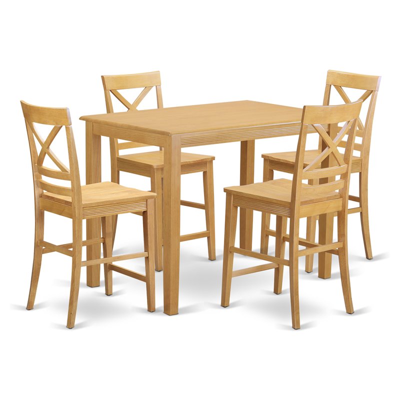 East West Furniture Yarmouth 5-piece Traditional Wood Dining Set in Oak