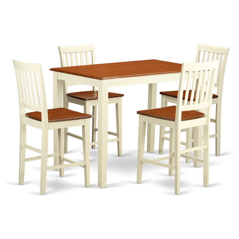 East West Furniture Yarmouth 5-piece Dining Set with Bar Stools in Cherry