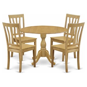 East West Furniture Dublin 5-piece Traditional Wood Dining Room Set in Oak