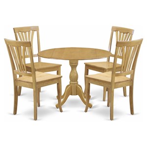 East West Furniture Dublin 5-piece Wood Dining Table and Chair Set in Oak