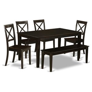East West Furniture Capri 6-piece Wood Dining Room Set in Cappuccino