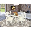 East West Furniture Dublin 5-piece Wood Dining Table Set in Linen White