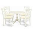East West Furniture Dublin 5-piece Wood Dining Table Set in Linen White