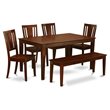 East West Furniture Capri 6-piece Wood Kitchen Table Set in Mahogany