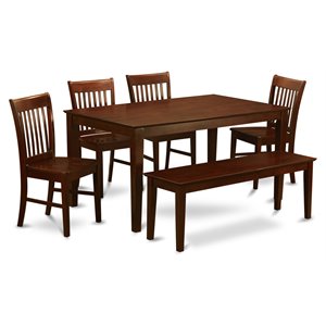 East West Furniture Capri 6-piece Traditional Wood Dinette Set in Mahogany