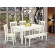 East West Furniture Capri 6-piece Wood Dining Table Set with Bench in White