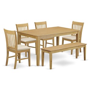 East West Furniture Capri 6-piece Traditional Wood Dinette Table Set in Oak