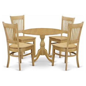 East West Furniture Dublin 5-piece Traditional Wood Dining Set in Oak