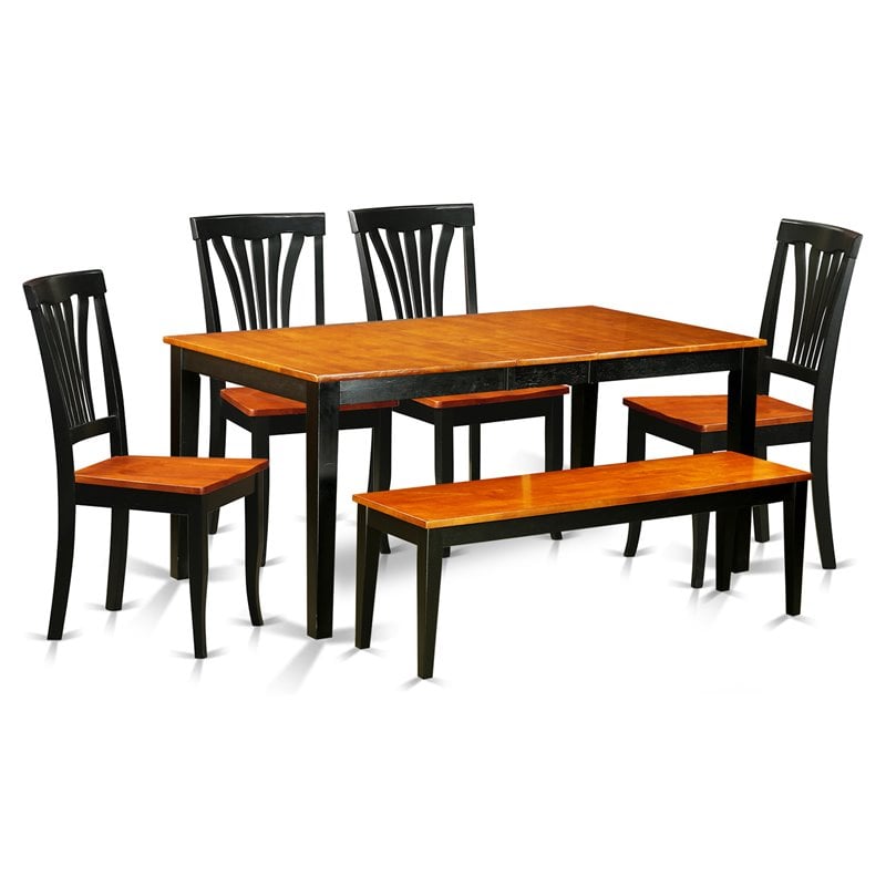 East West Furniture Nicoli 6-piece Wood Dining Room Table Set in Black/Cherry