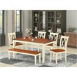 East West Furniture Nicoli 6-piece Wood Dining Table Set in Buttermilk/Cherry