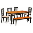 East West Furniture Nicoli 6-piece Wood Dining Table and Chair Set in Black