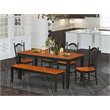 East West Furniture Nicoli 6-piece Dining Room Set with Bench in Black/Cherry