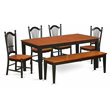 East West Furniture Nicoli 6-piece Dining Room Set with Bench in Black/Cherry
