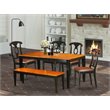East West Furniture Nicoli 6-piece Dining Set with Leather Seat in Black/Cherry