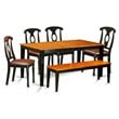 East West Furniture Nicoli 6-piece Dining Set with Leather Seat in Black/Cherry