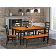 East West Furniture Nicoli 6-piece Kitchen Table Set with Bench in Black/Cherry
