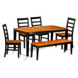 East West Furniture Nicoli 6-piece Kitchen Table Set with Bench in Black/Cherry