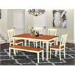 East West Furniture Nicoli 6-piece Dinette Set with Bench in Buttermilk/Cherry