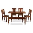 East West Furniture Norfolk 6-piece Wood Dining Table Set in Mahogany