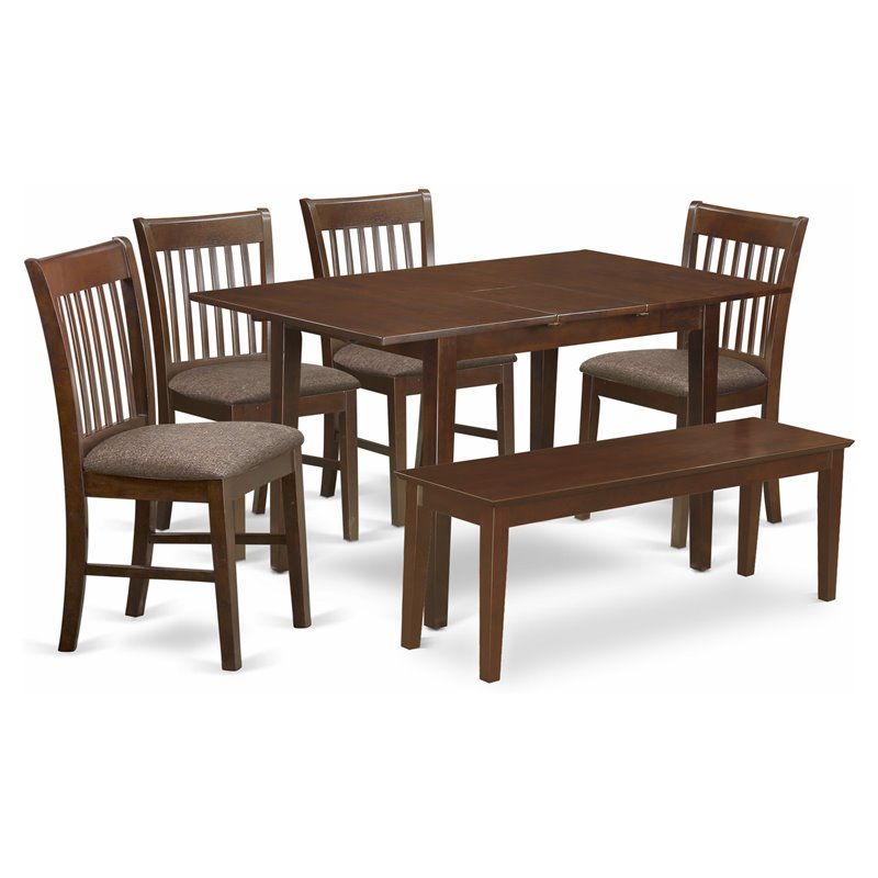 East West Furniture Norfolk 6-piece Wood Dining Room Set in Mahogany