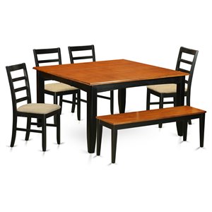 East West Furniture Parfait 6-piece Traditional Wood Dining Set in Black