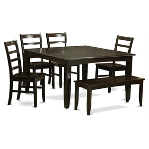 East West Furniture Parfait 6-piece Wood Dining Table Set in Cappuccino