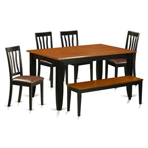 East West Furniture Parfait 6-piece Wood Dining Table Set in Black/Cherry