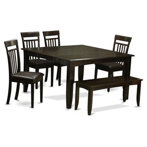 East West Furniture Parfait 6-piece Wood Dinette Set in Cappuccino
