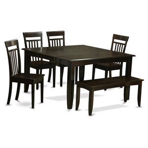 East West Furniture Parfait 6-piece Wood Kitchen Table Set in Cappuccino
